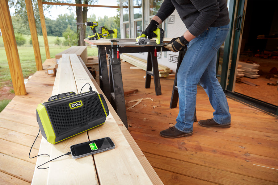 Elevate Your Workday: RYOBI ONE+ 18V Speaker with Bluetooth Wireless Technology