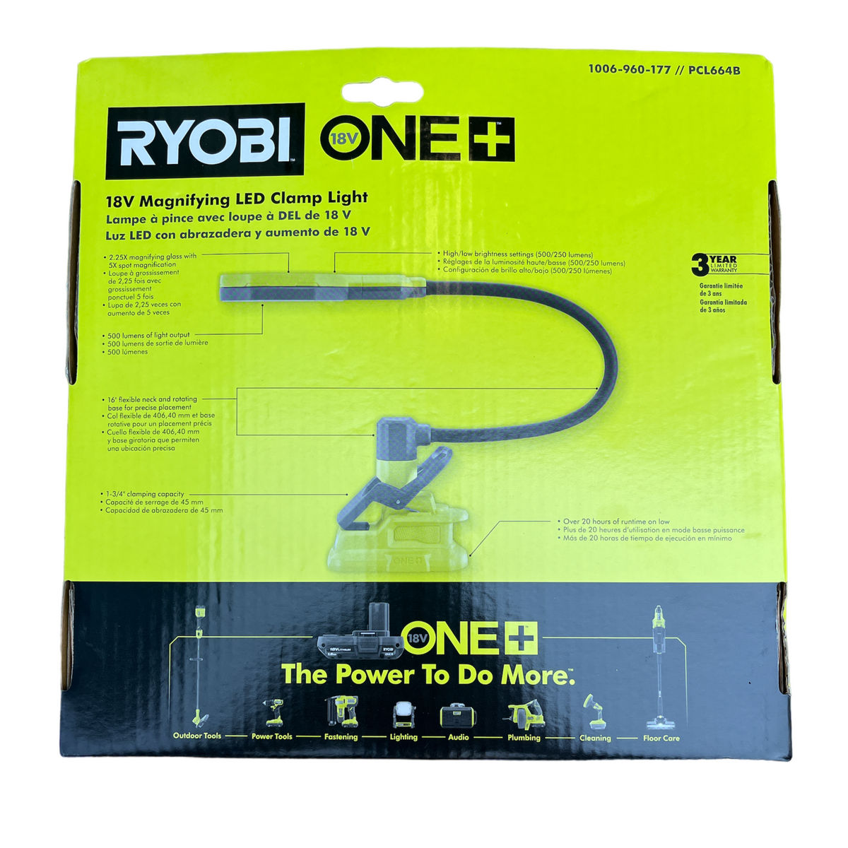 Ryobi One+ 18V Cordless LED Magnifying Clamp Light 2-Pack (Tools Only)