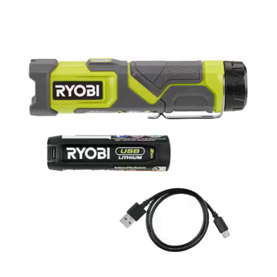 RYOBI FVL51K 600 Lumens LED USB Lithium Compact Flashlight Kit 3-Mode Kit