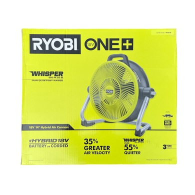 Ryobi PCL813 ONE+ 18V Cordless Hybrid WHISPER SERIES 14 in. Air Cannon Fan (Tool Only)