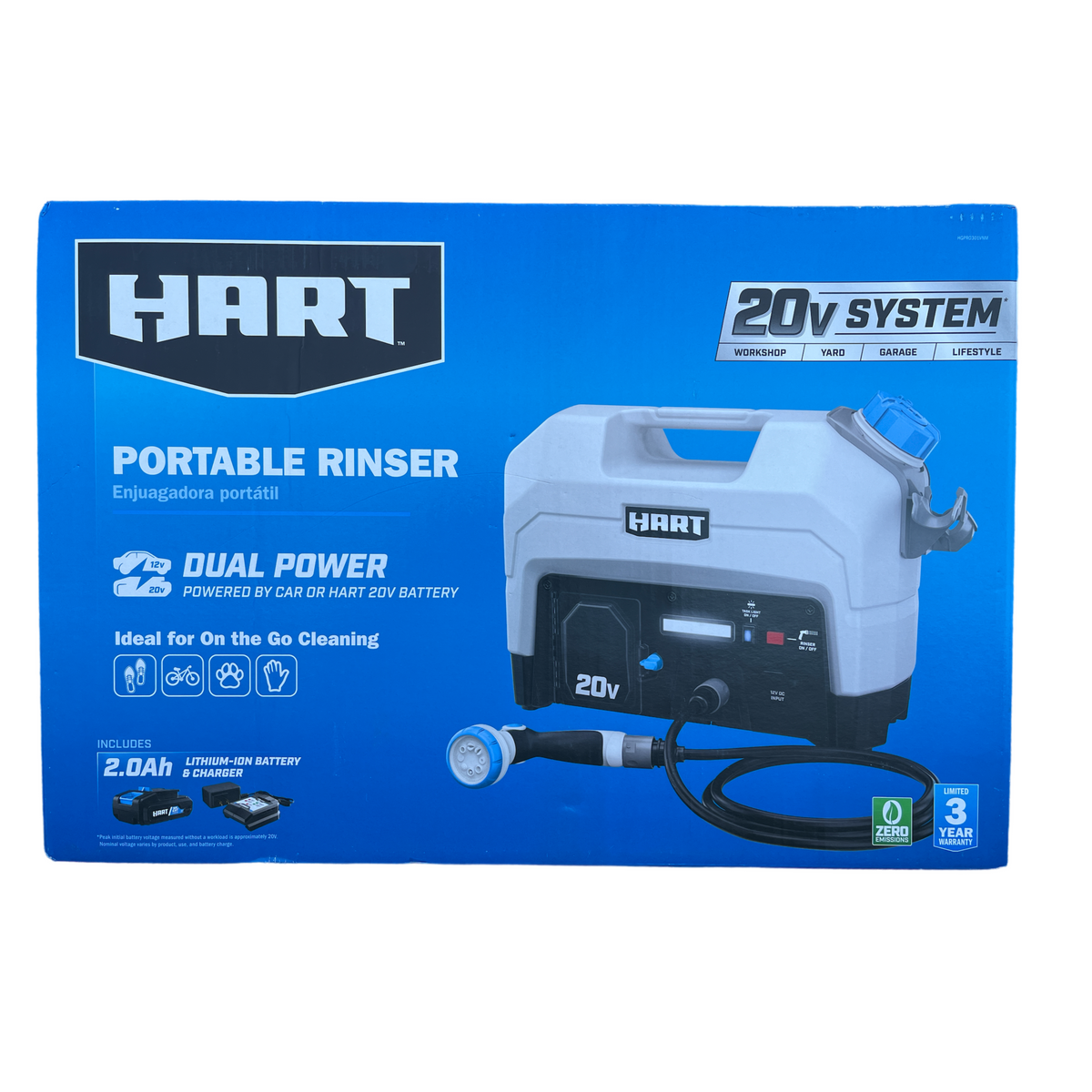 HART 20Volt 50 PSI Rinser Kit, (1) 20Volt 2Ah LithiumIon Battery