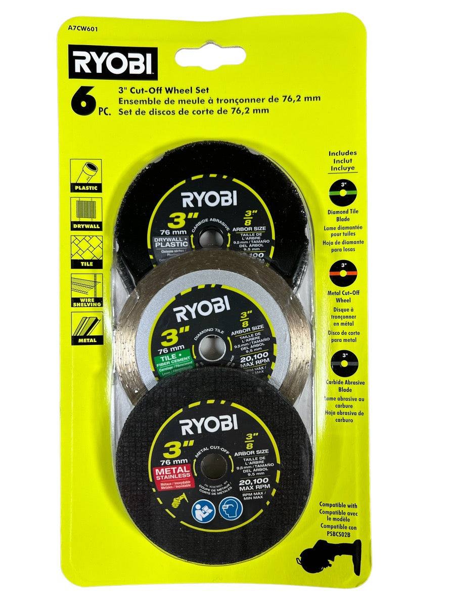 RYOBI 3 in. Carbide Cut Off Wheel Set (6Piece) Ryobi Deal Finders