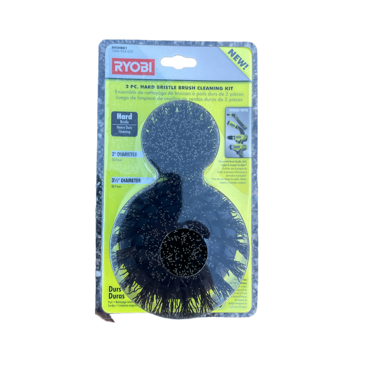 Hard Bristle Brush MultiPurpose Cleaning Kit (2Piece) Ryobi Deal