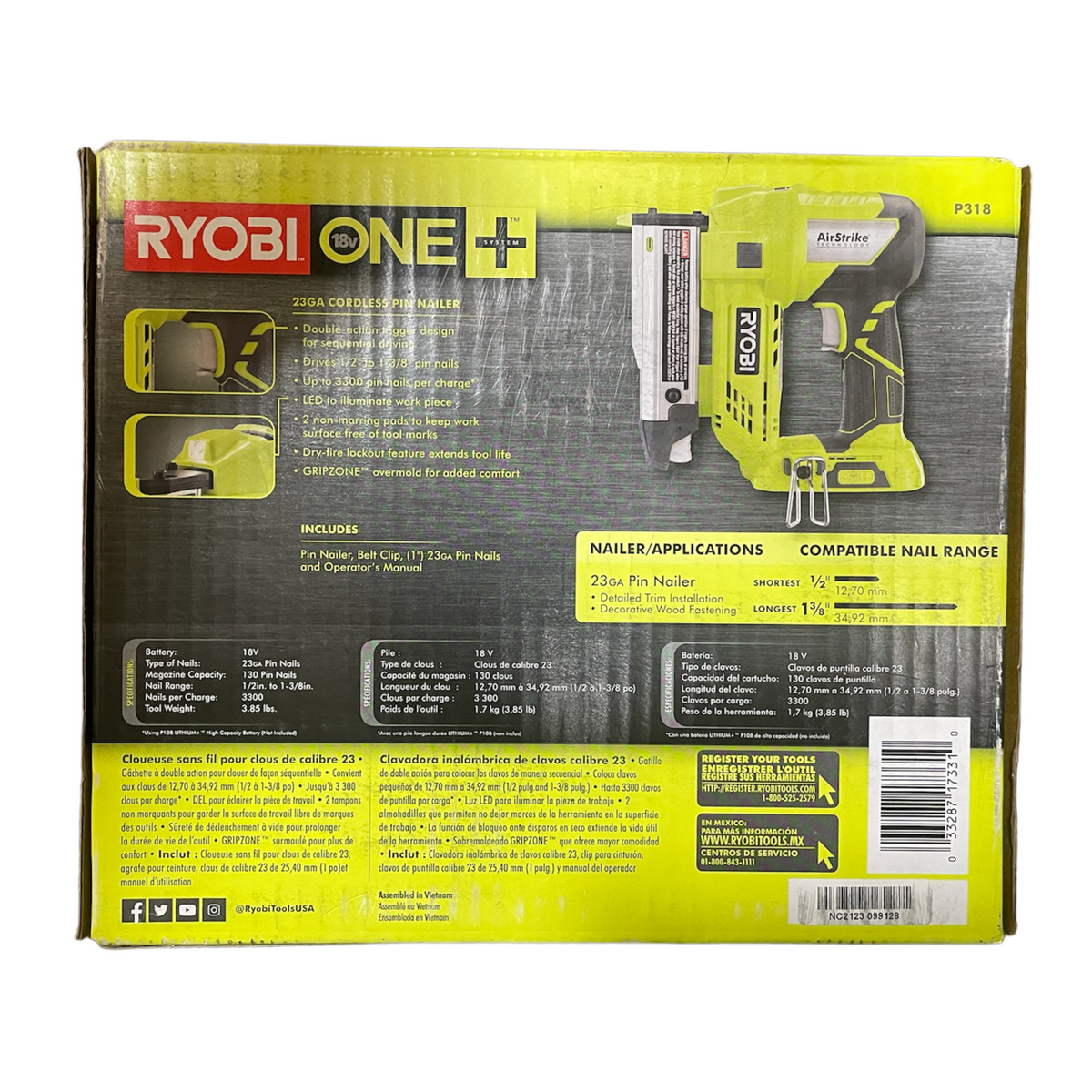 Pin Nailer Ryobi Air Nailer Combo Kit RYOBI CANADA 18V Cordless