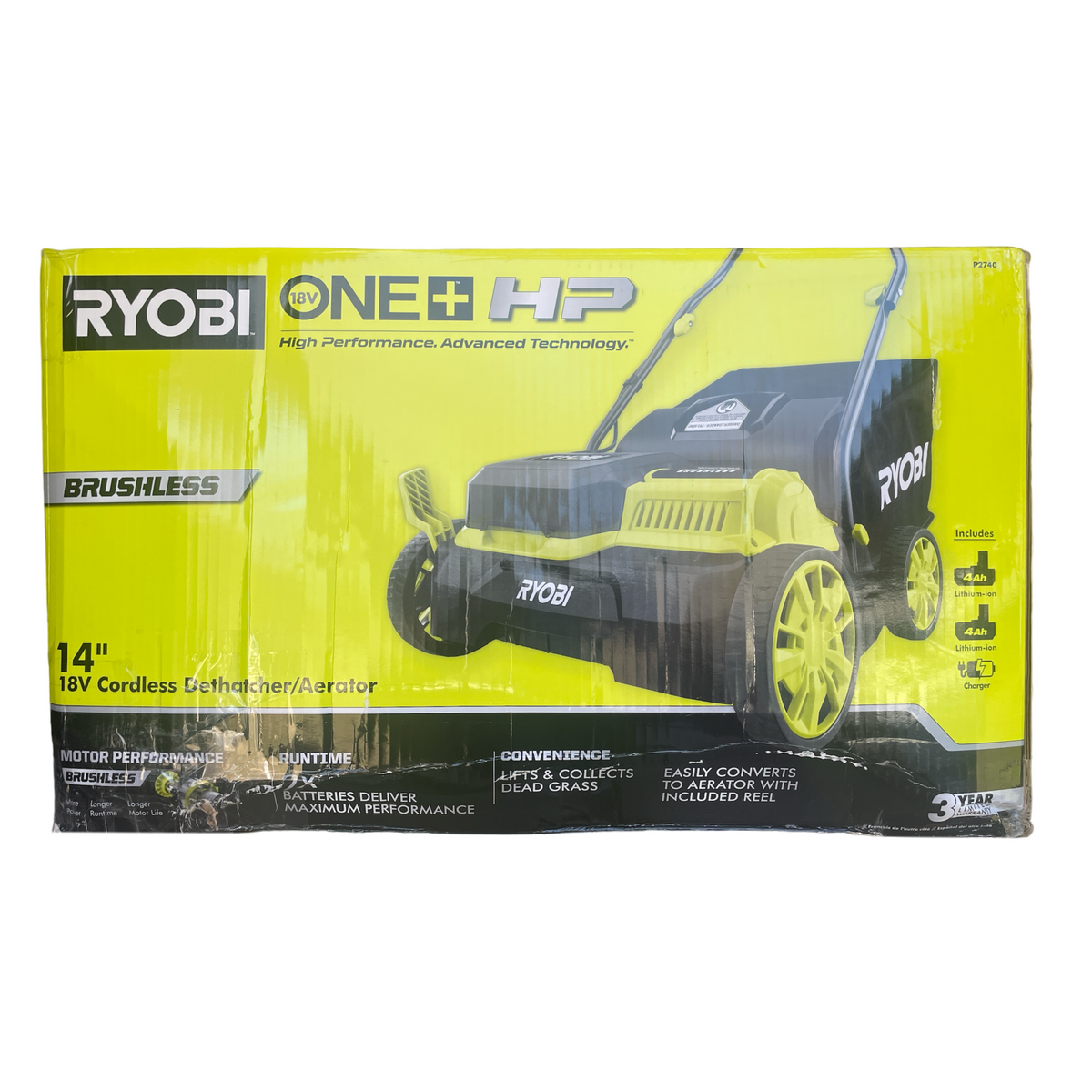 ONE HP 18 Volt Brushless 14 in. Cordless Battery Dethatcher Aerator w Ryobi Deal Finders