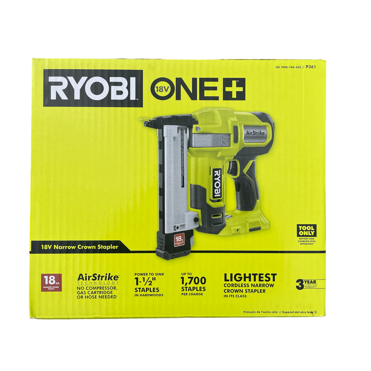 Ryobi narrow best sale crown stapler