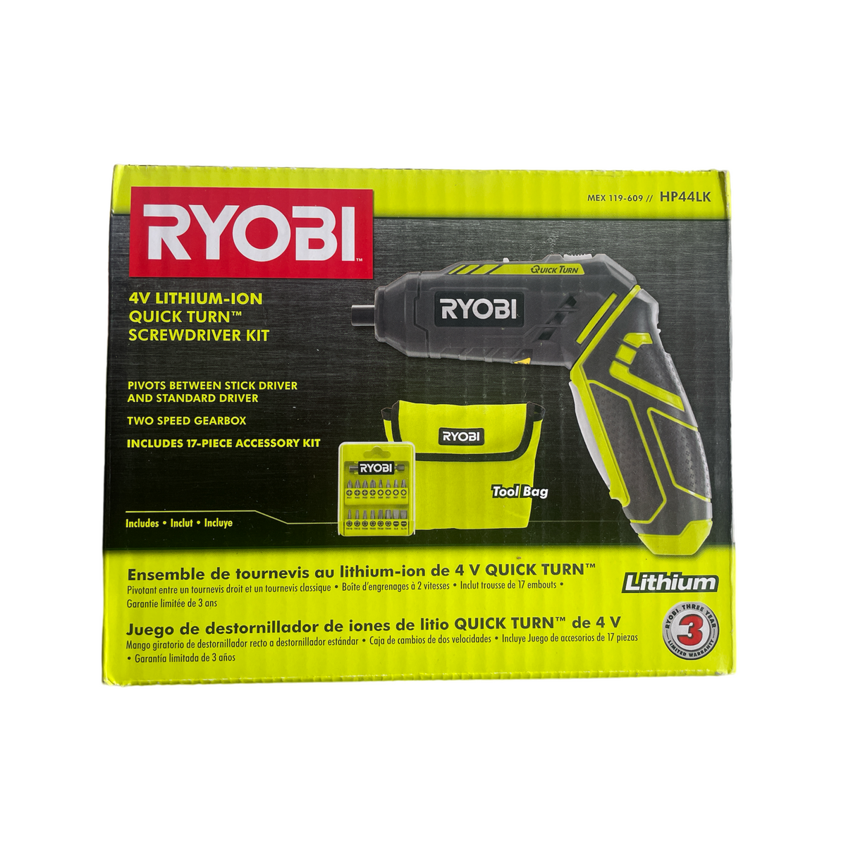 RYOBI 4Volt QuickTurn LithiumIon Cordless 1/4 in. Hex Screwdriver wi