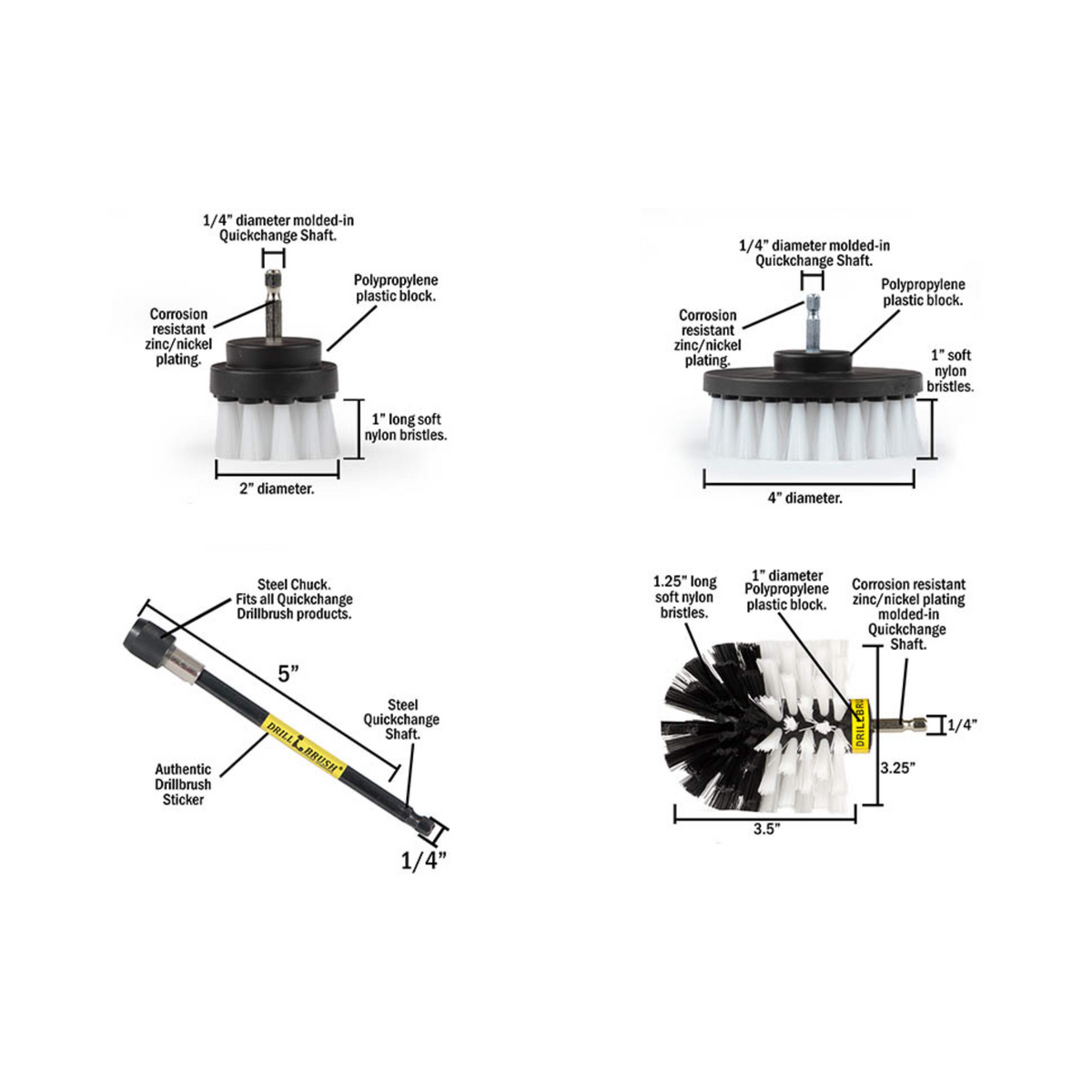 Drill Cleaning Brush Set - Hard Bristle (4-Piece) – Ryobi Deal Finders