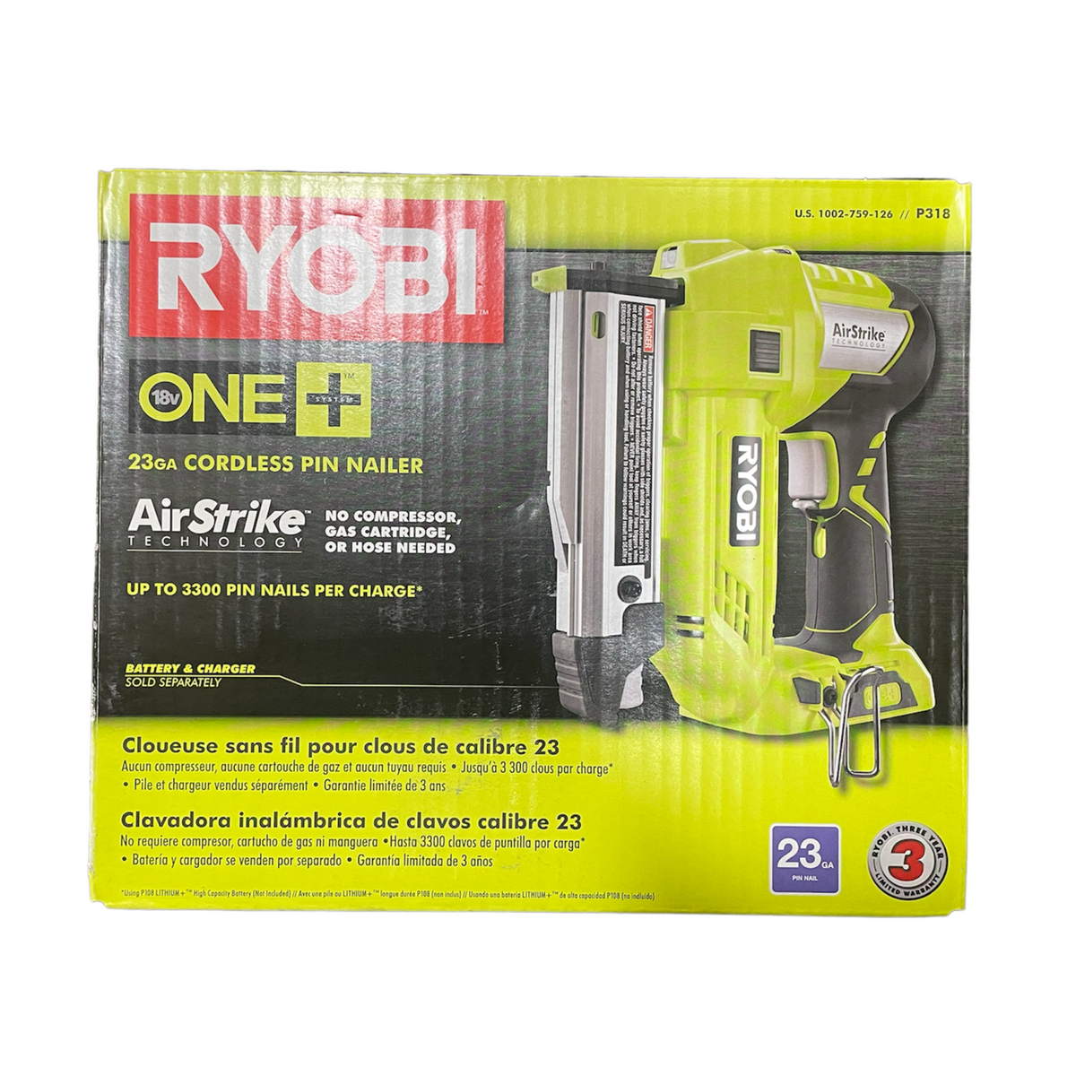 Brad Nailer Ryobi Air Nailer Combo Kit Battery Nail Gun Ryobi One+