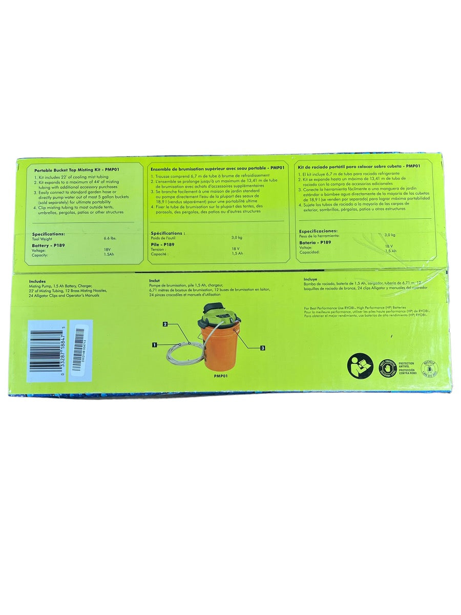 18Volt ONE+ Portable Bucket Top Misting Kit with 1.5 Ah Battery and 1