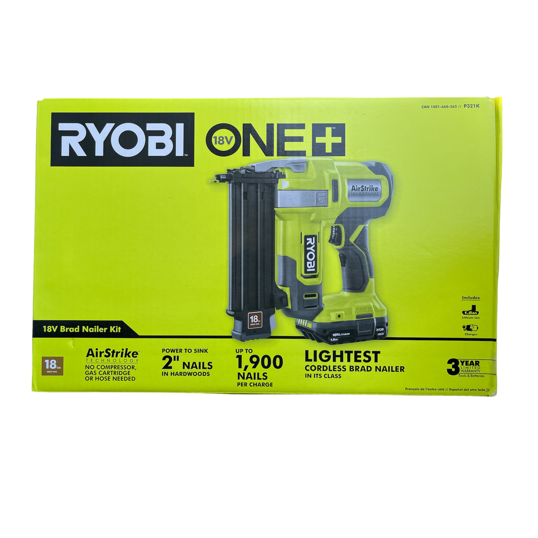 Ryobi brad nailer with battery and charger deals
