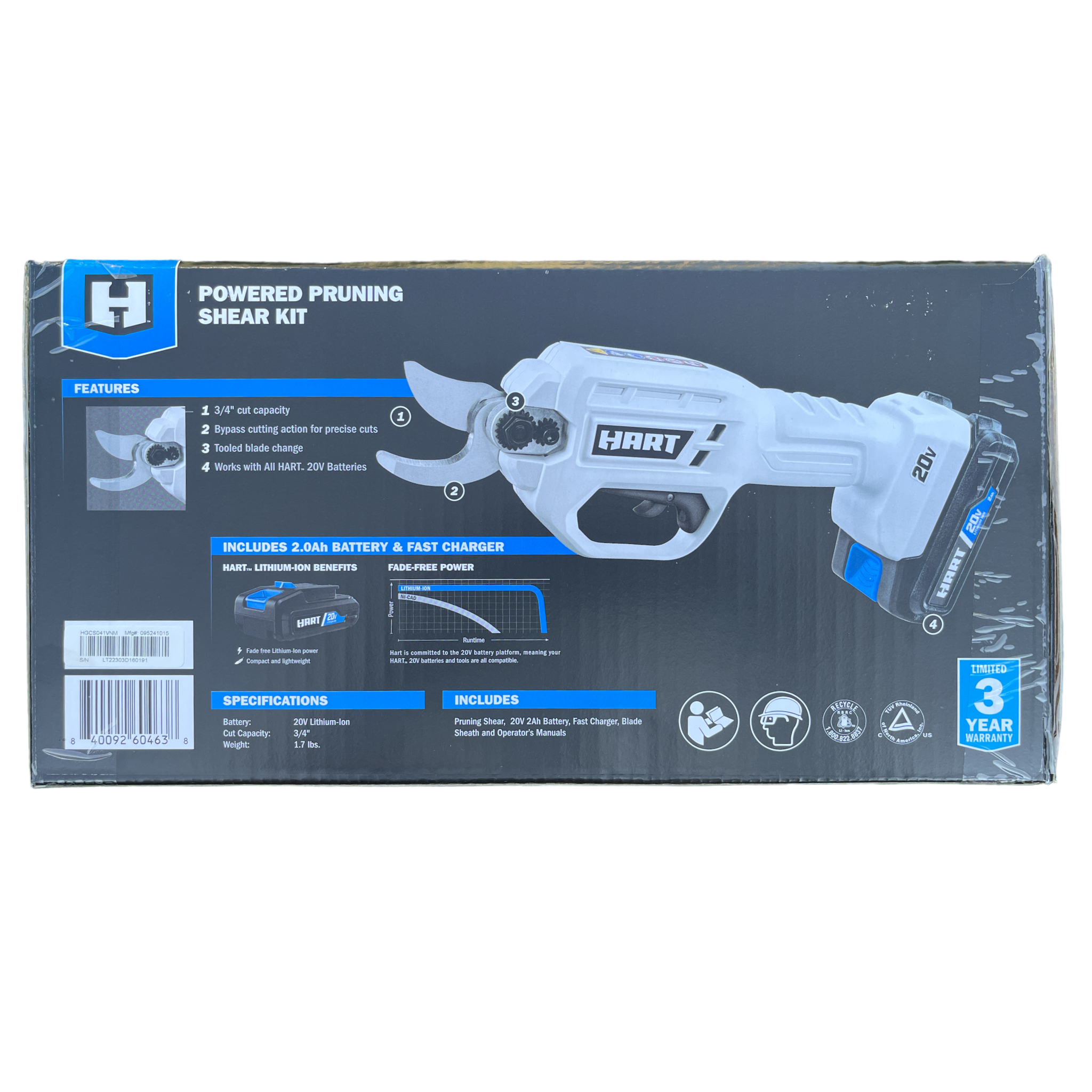 HART 20 Volt Pruning Shears with 1 2.0 Ah Lithium Ion Battery