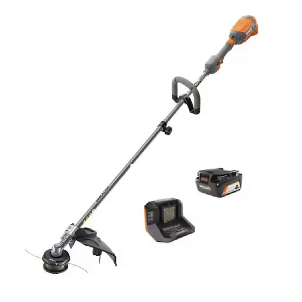 Ridgid 18-Volt Brushless 14 in. Cordless String Trimmer with 4.0 Ah Battery and Charger
