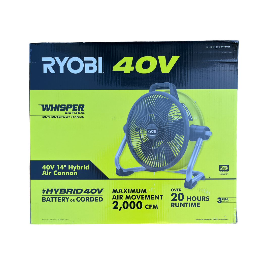 Ryobi 40-Volt 14 in. Cordless Hybrid WHISPER SERIES Air Cannon Fan (Tool Only)
