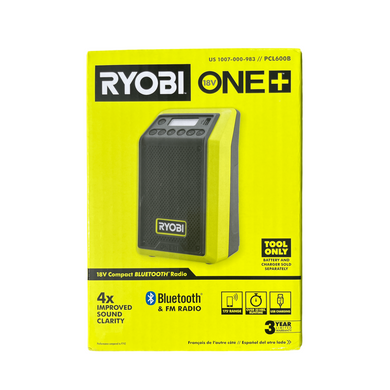 Ryobi PCL600B ONE+ 18-Volt Cordless Compact Radio with Bluetooth (Tool Only)