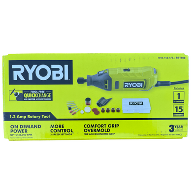 RYOBI RRT100 1.2 Amp Corded Rotary Tool with Accessories