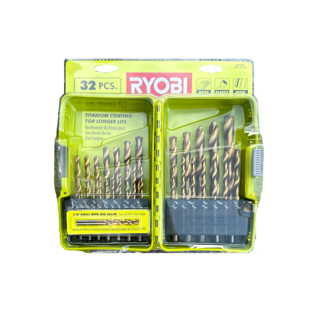 CLEARANCE Titanium Coated Drill Bit Set 32 Piece Ryobi Deal Finders