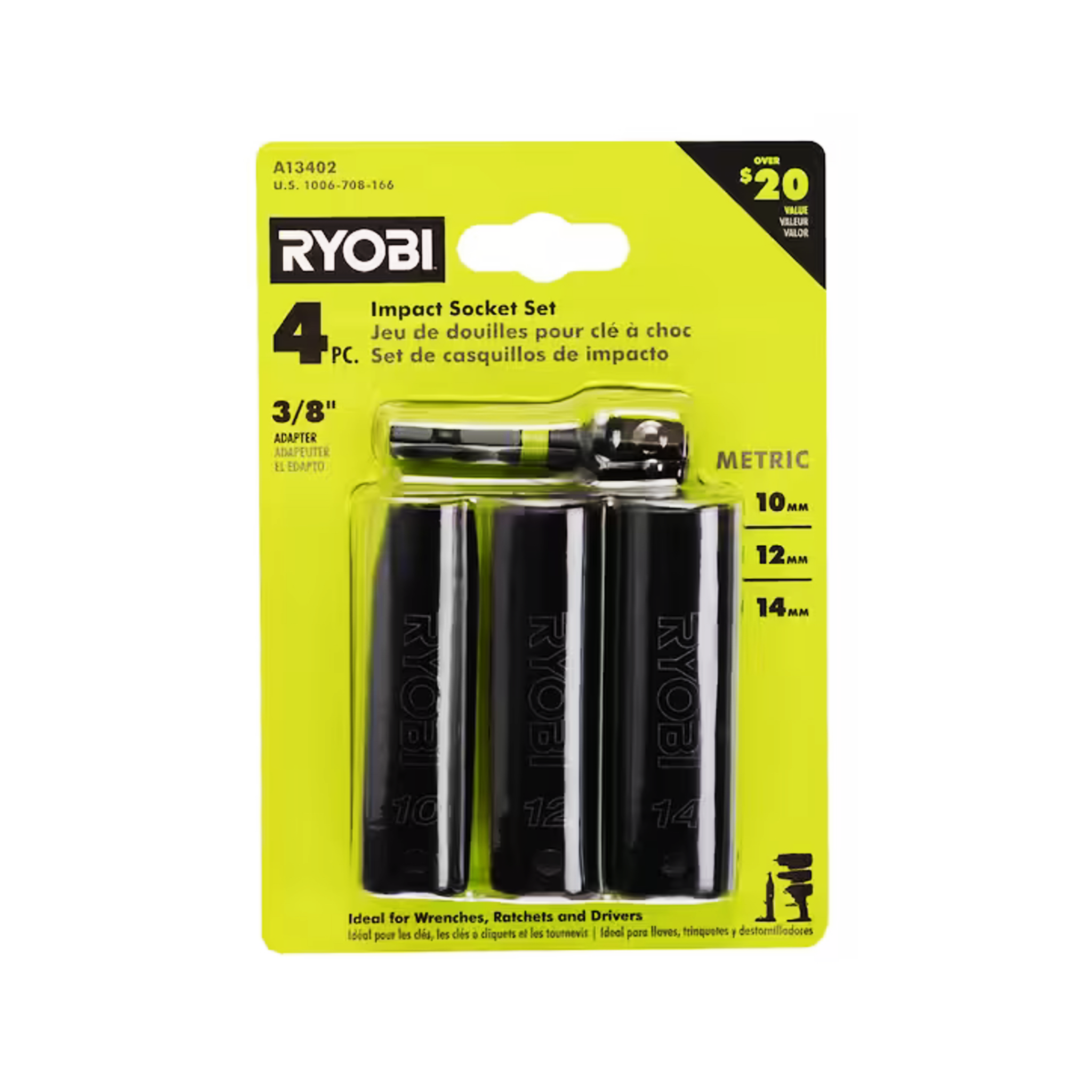 RYOBI 3/8 in. Drive Metric Impact Socket Set (4-Piece) – Ryobi