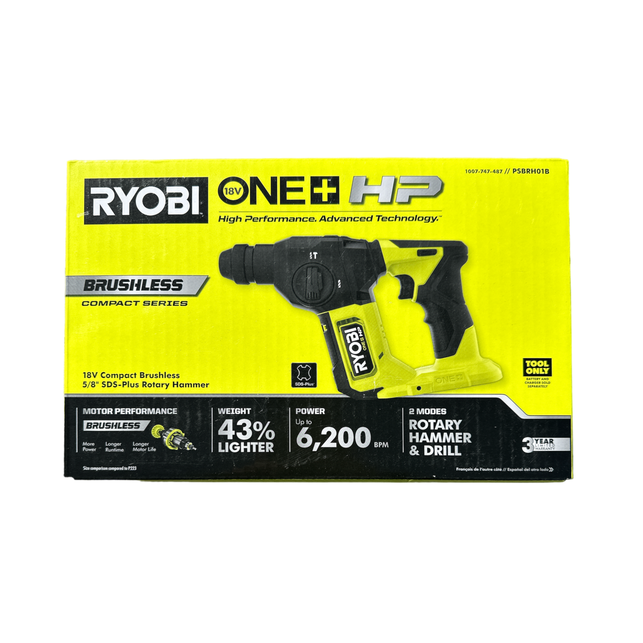 18V ONE+ HP Brushless 1 SDS-Plus Rotary Hammer - RYOBI Tools