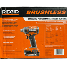 Load image into Gallery viewer, RIDGID R862301K 18V Brushless Cordless 3-Speed 1/4 in. Impact Driver Kit with 2.0 Ah Battery and 18V Charger