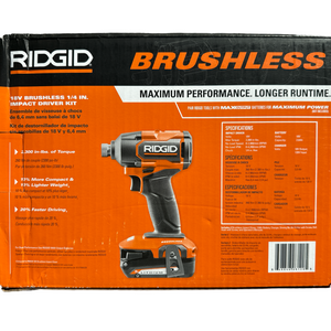 RIDGID R862301K 18V Brushless Cordless 3-Speed 1/4 in. Impact Driver Kit with 2.0 Ah Battery and 18V Charger