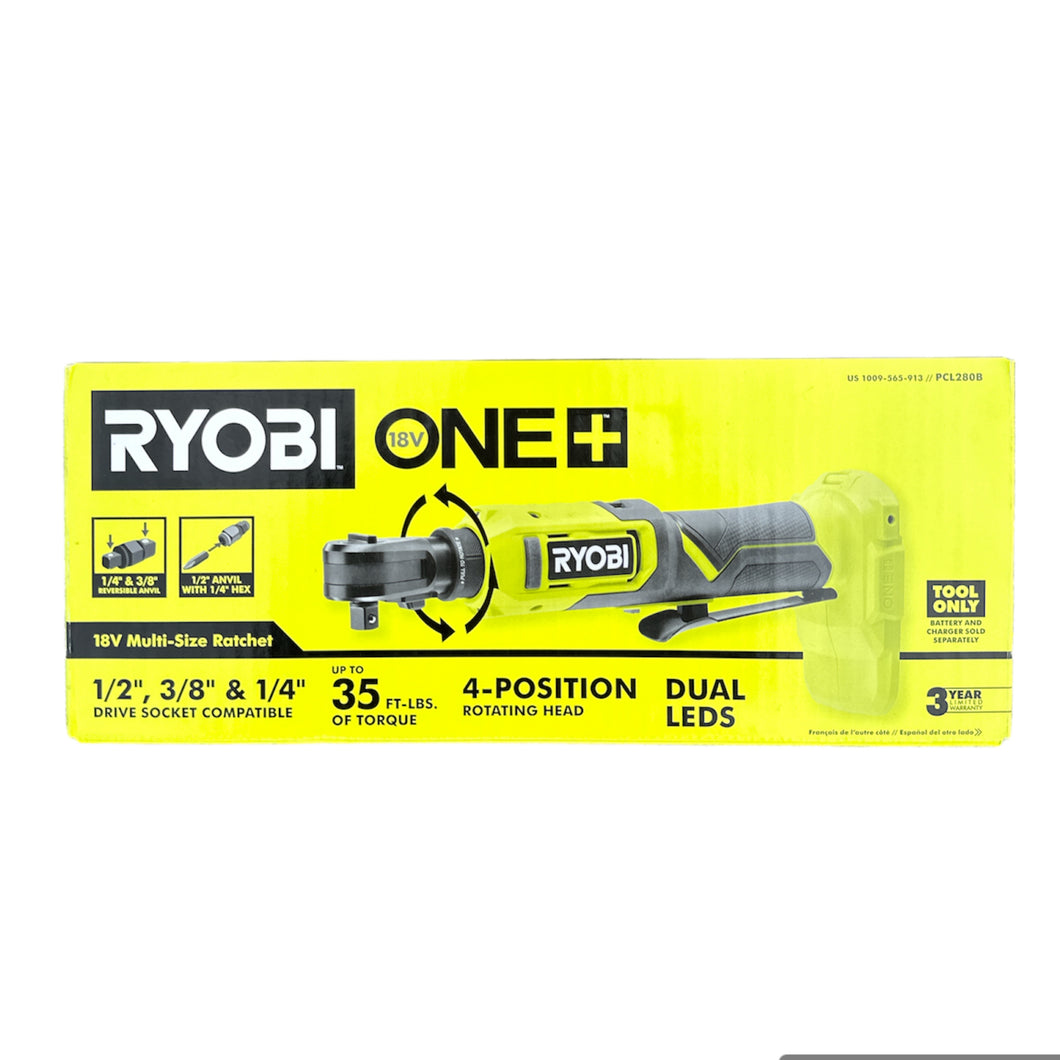 Ryobi PCL280 ONE+ 18V Cordless Multi Size Ratchet (Tool Only)