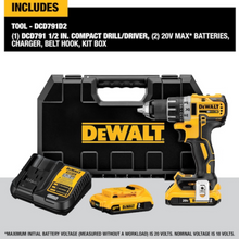 Load image into Gallery viewer, DEWALT DCD791D2 XR 20-volt 1/2-in Brushless Cordless Drill 