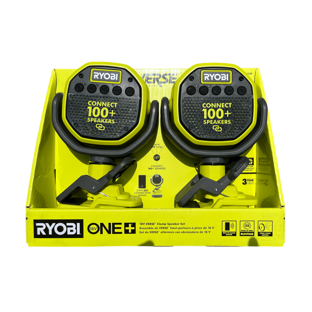 Ryobi PCL615 ONE+ 18-Volt Cordless VERSE Clamp Speaker 2-Pack (Tools Only)