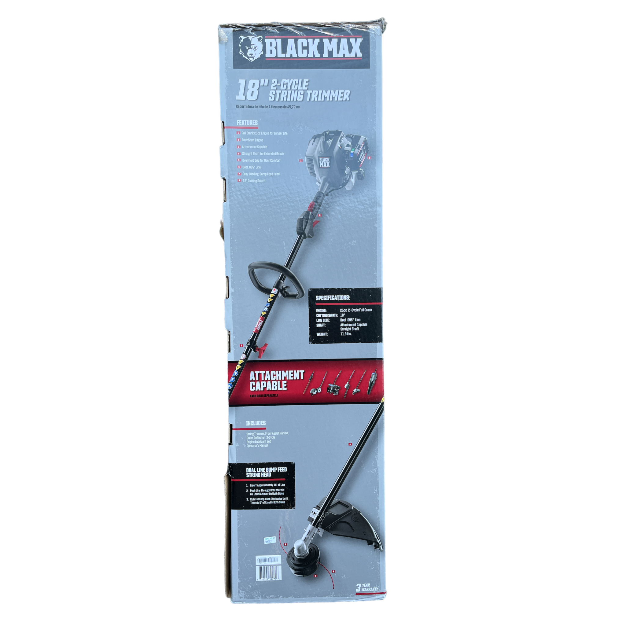 Black Max 2-Cycle 25cc Full Crank Straight Shaft Attachment Capable String Trimmer