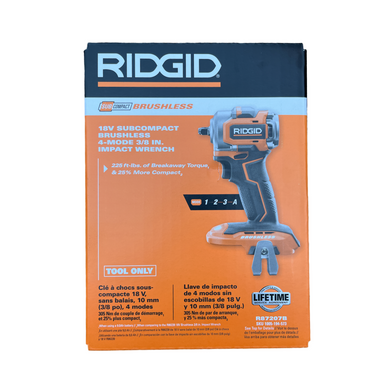 RIDGID R87207B 18V SubCompact Brushless Cordless 3/8 in. Impact Wrench (Tool Only) with Belt Clip
