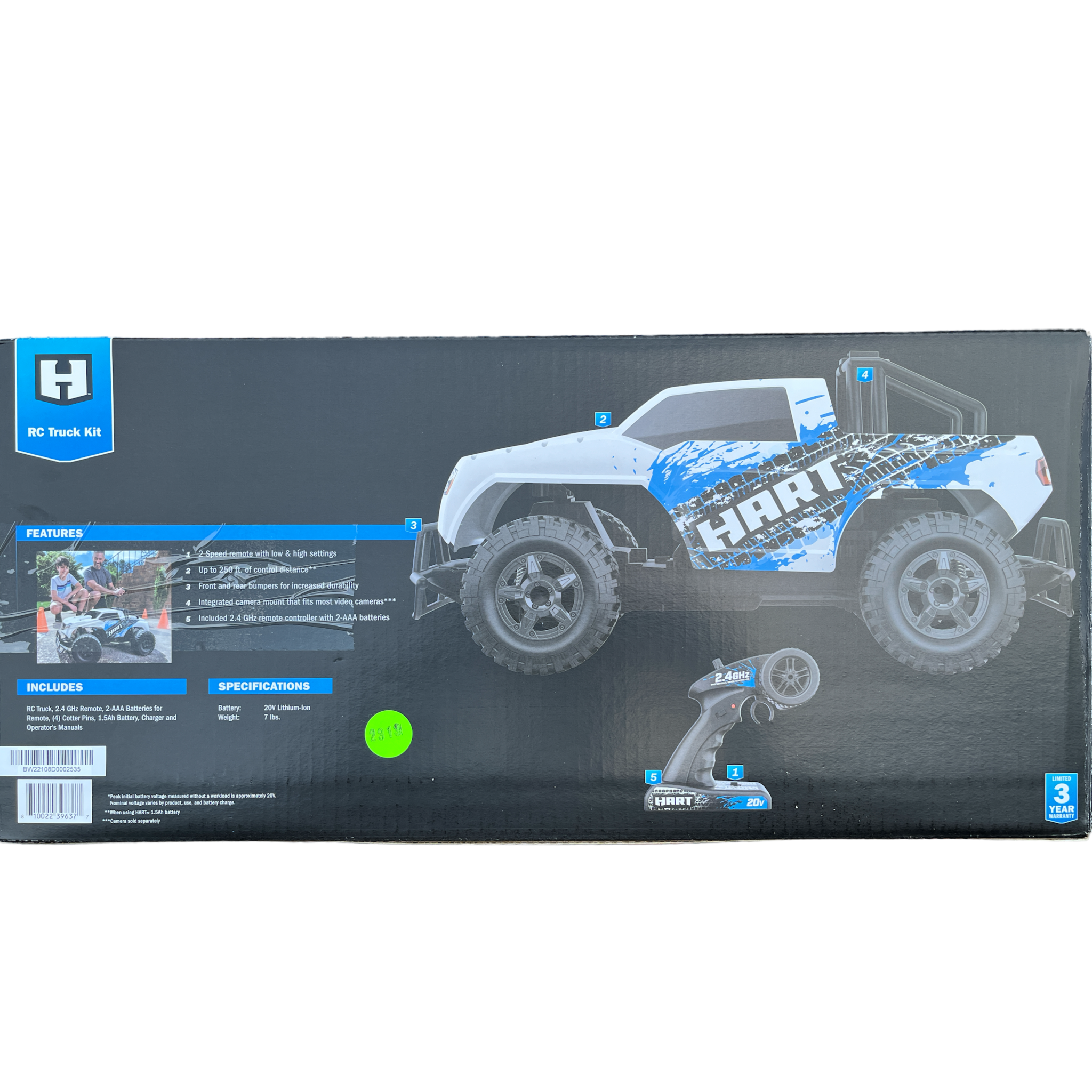 HART 20 Volt Cordless RC Truck Kit 1.5aH Battery and Charger