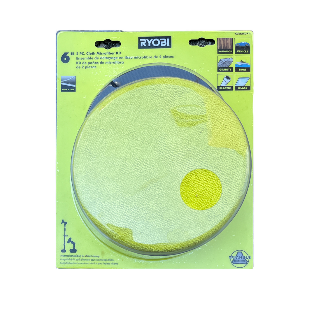 6in. 2-Piece Cloth Microfiber Kit for RYOBI P4500 and P4510 Scrubber Tools