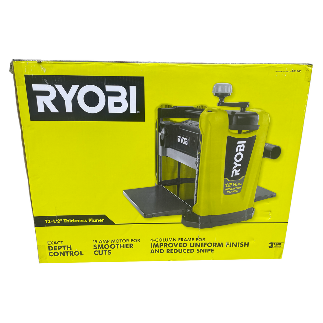 Ryobi AP1305 15 Amp 12-1/2 in. Corded Thickness Planer with Planer Knives, Knife Removal Tool, Hex Key and Dust Hood