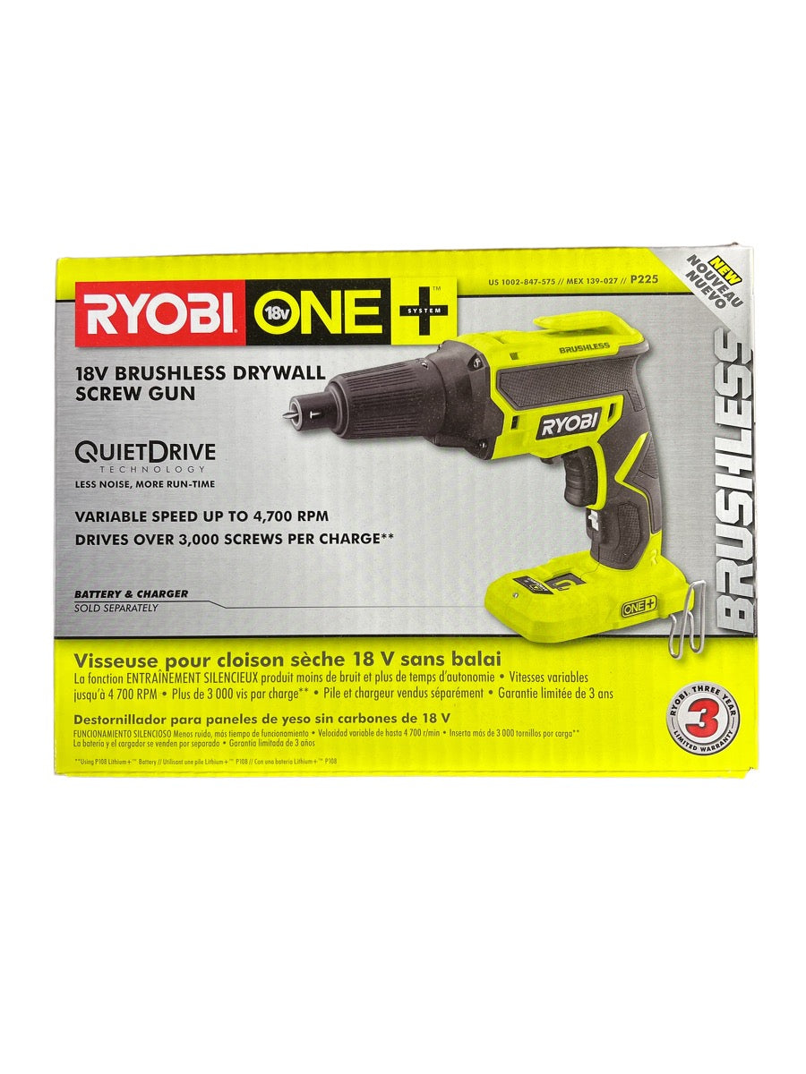 Ryobi P225 18-Volt ONE+ Lithium-Ion BRUSHLESS Drywall Screw Gun