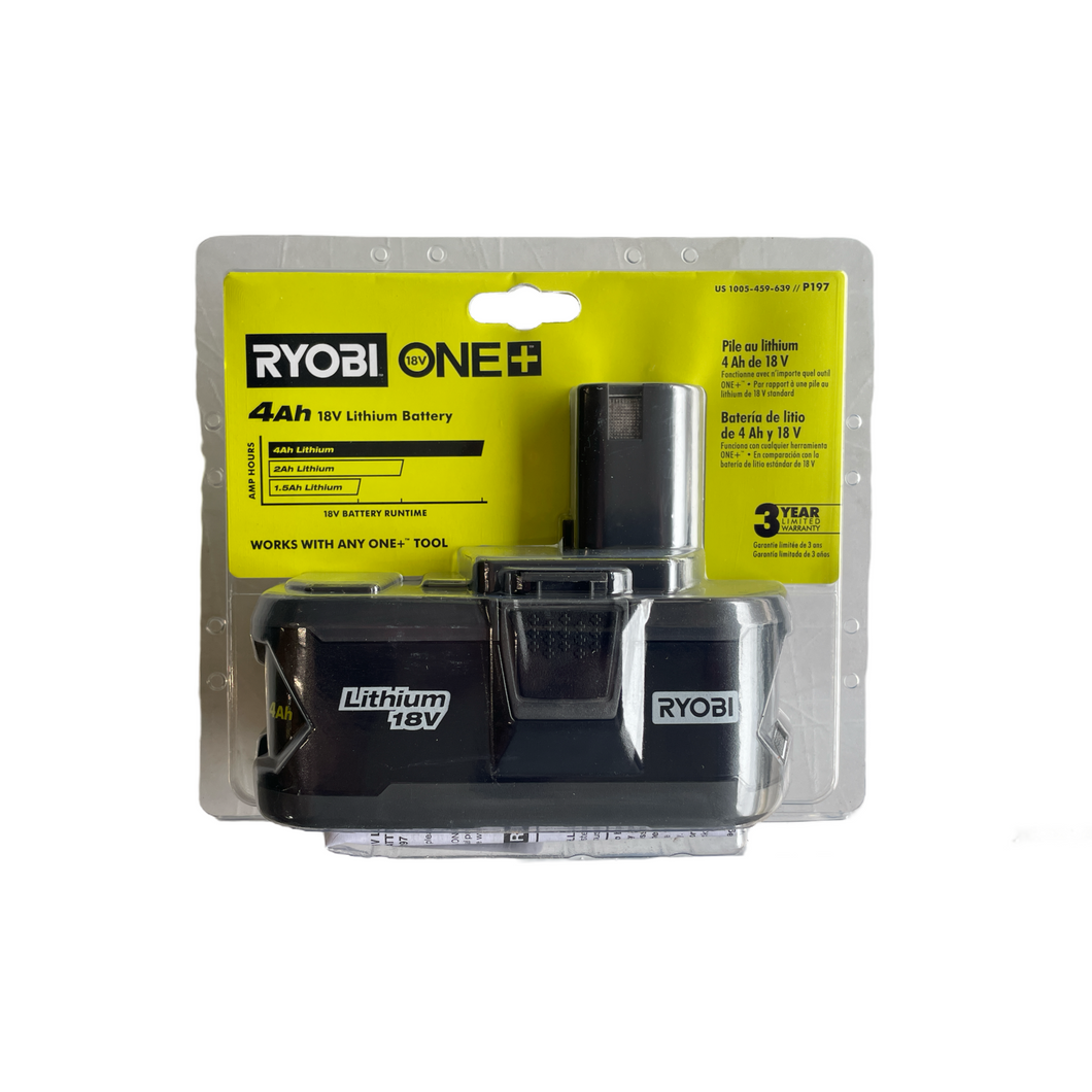 Ryobi P197 18-Volt ONE+ Lithium-Ion 4.0 Ah Battery