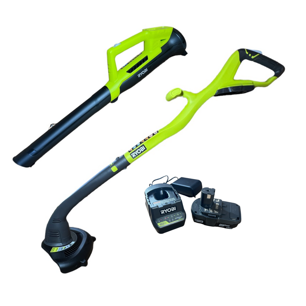 18 Volt ONE Cordless String Trimmer Edger and Blower Kit Ryobi