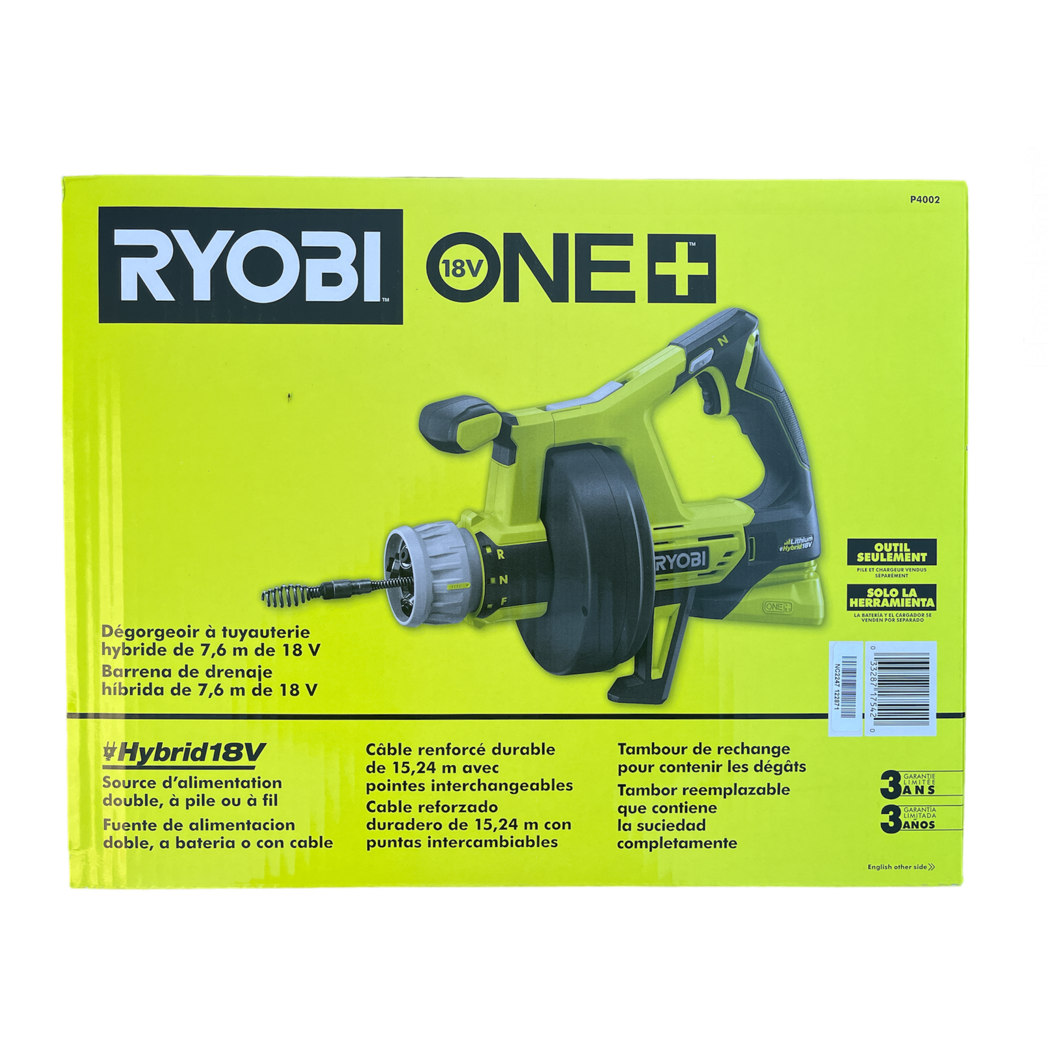 18V ONE+ Drain Auger (Tool Only) - RYOBI Tools