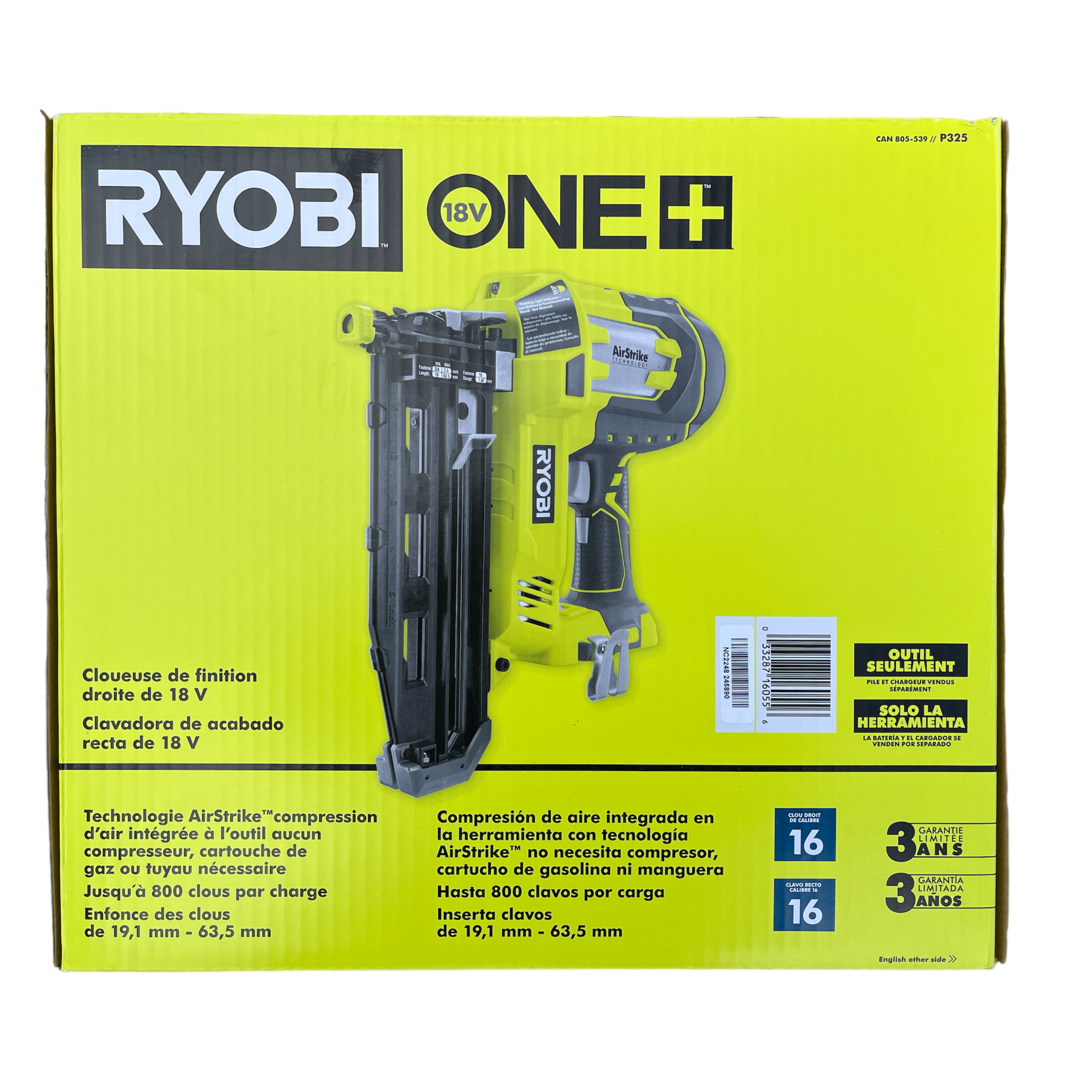 Ryobi one+ 18 volt 16 gauge finish nailer deals