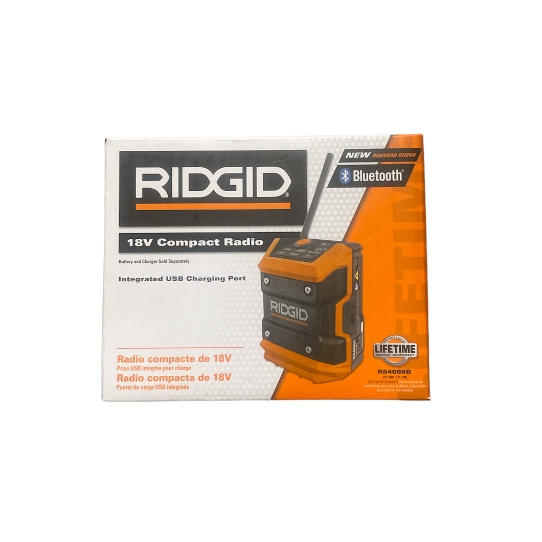 RIDGID 18-Volt Cordless Mini Bluetooth Radio with Radio App (Tool Only)