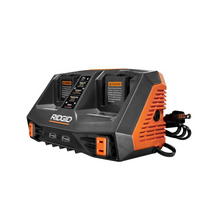 Load image into Gallery viewer, RIDGID 18-Volt Dual Port Dual Chemistry Sequential Charger with Dual USB Ports