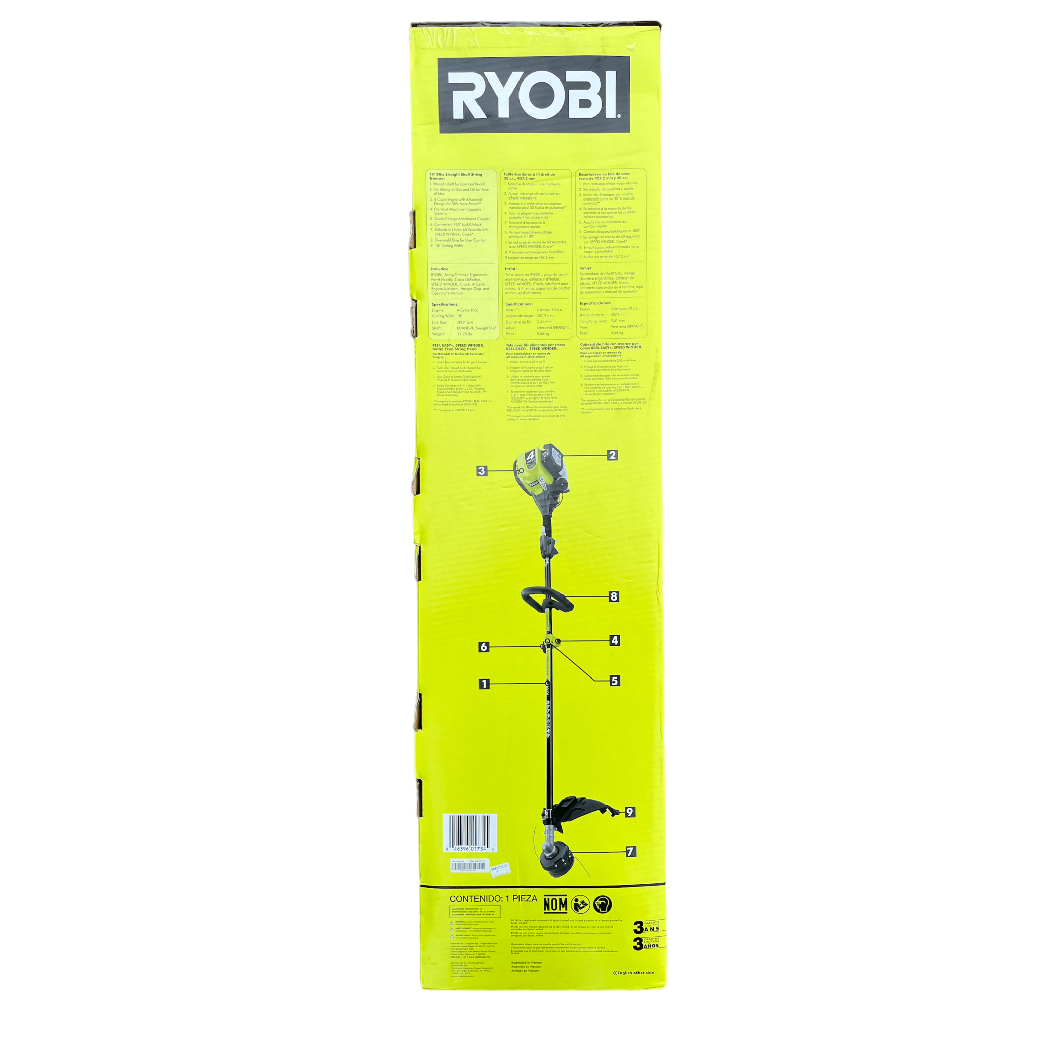 RYOBI 4 Stroke 30 cc Attachment Capable Straight Shaft Gas Trimmer