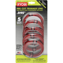 Load image into Gallery viewer, RYOBI 0.095 in. x 16 ft. Pre-Cut Spiral Line (5-Pack) AC04149