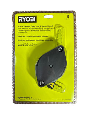 RYOBI REEL EASY+ 2-in-1 Pivoting Fixed Line and Bladed Head for