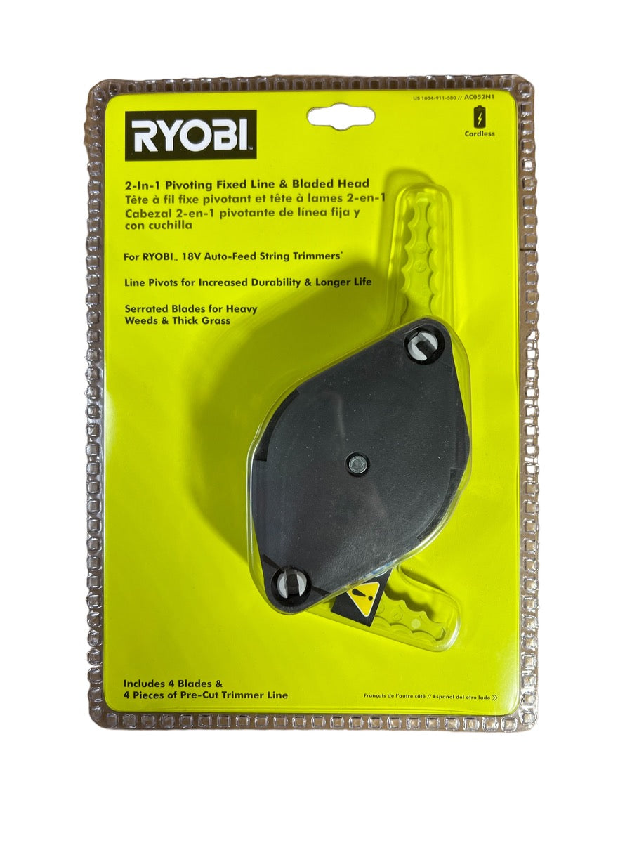 RYOBI 2-in-1 Pivoting Fixed Line and Bladed Head