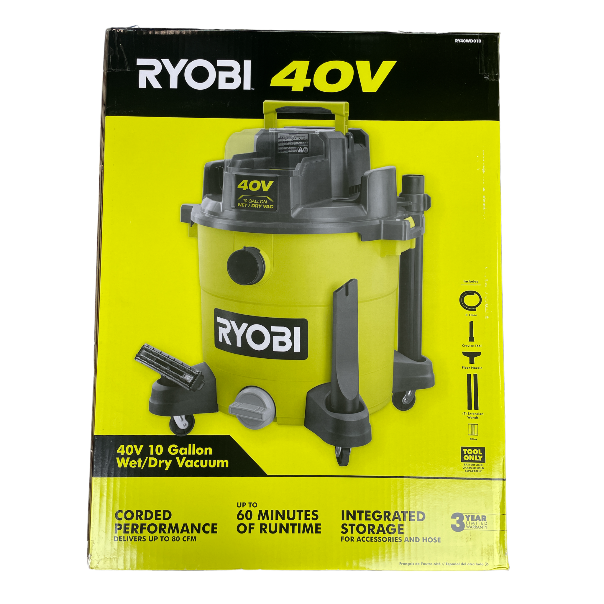 RYOBI 40 Volt 10 Gal. Cordless Wet Dry Vacuum Tool Only Ryobi