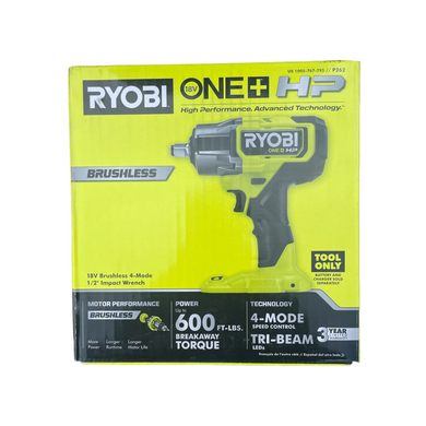 Ryobi P262 ONE+ HP 18V Brushless Cordless 4-Mode 1/2 in. Impact Wrench (Tool Only)