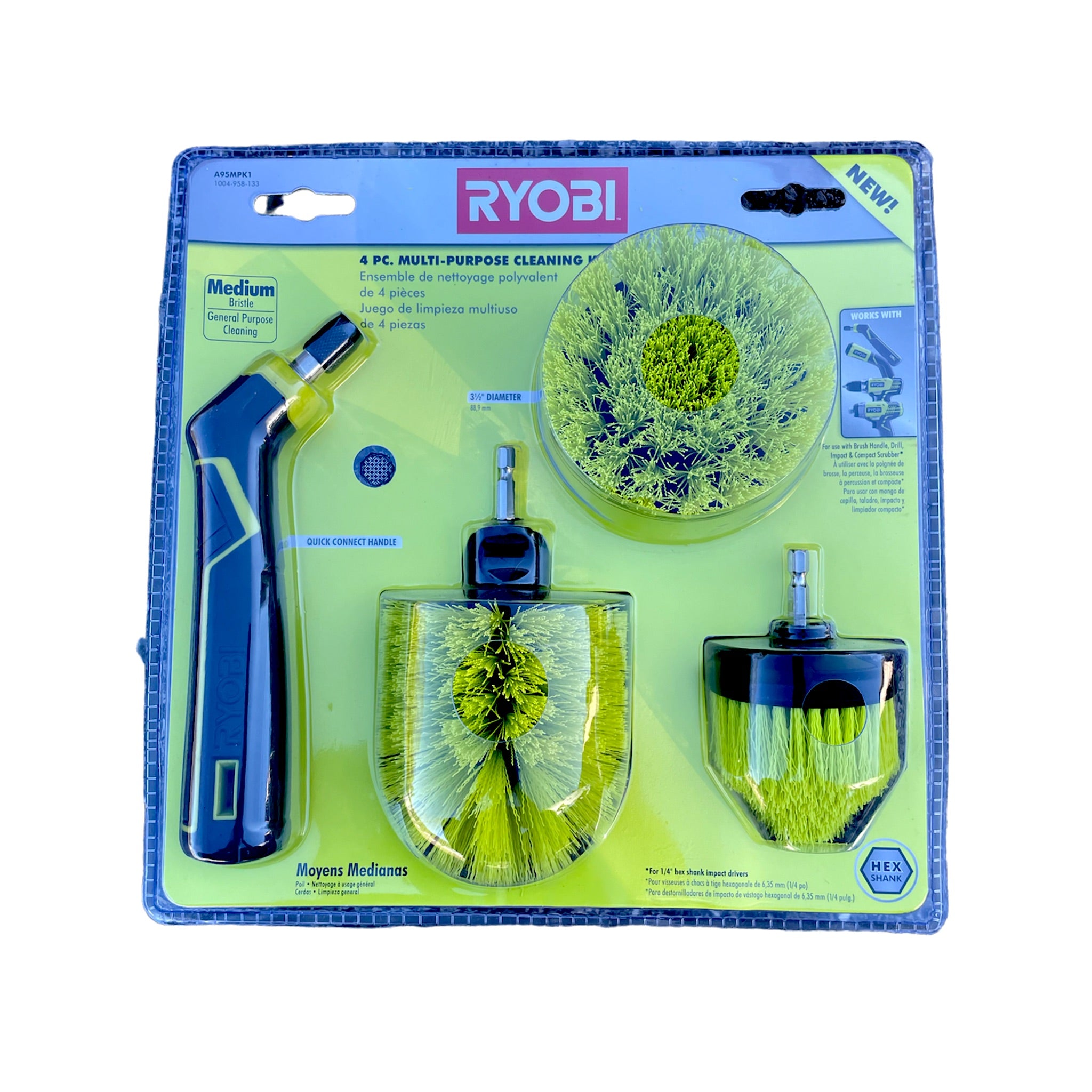 Drill Cleaning Brush Set - Medium Bristle (4-Piece) – Ryobi Deal Finders