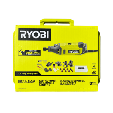 RYOBI RRT200 1.4 Amp Corded Rotary Tool with Accessories and Storage Case