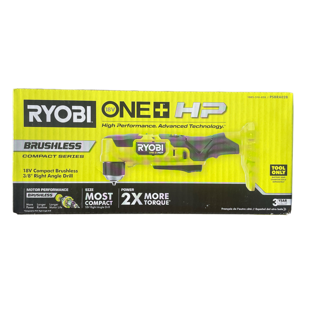 Ryobi PSBRA02B ONE+ HP 18V Brushless Cordless Compact 3/8 in. Right Angle Drill (Tool Only)