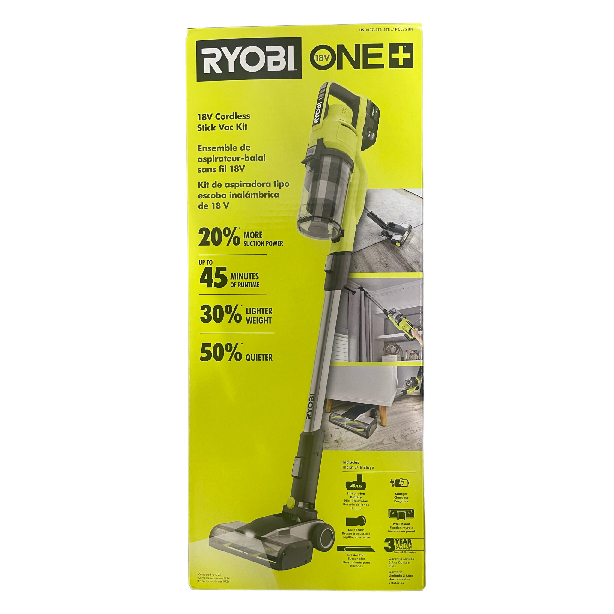 ONE+ 18V Cordless Stick Vacuum Cleaner Kit with Ah Battery and